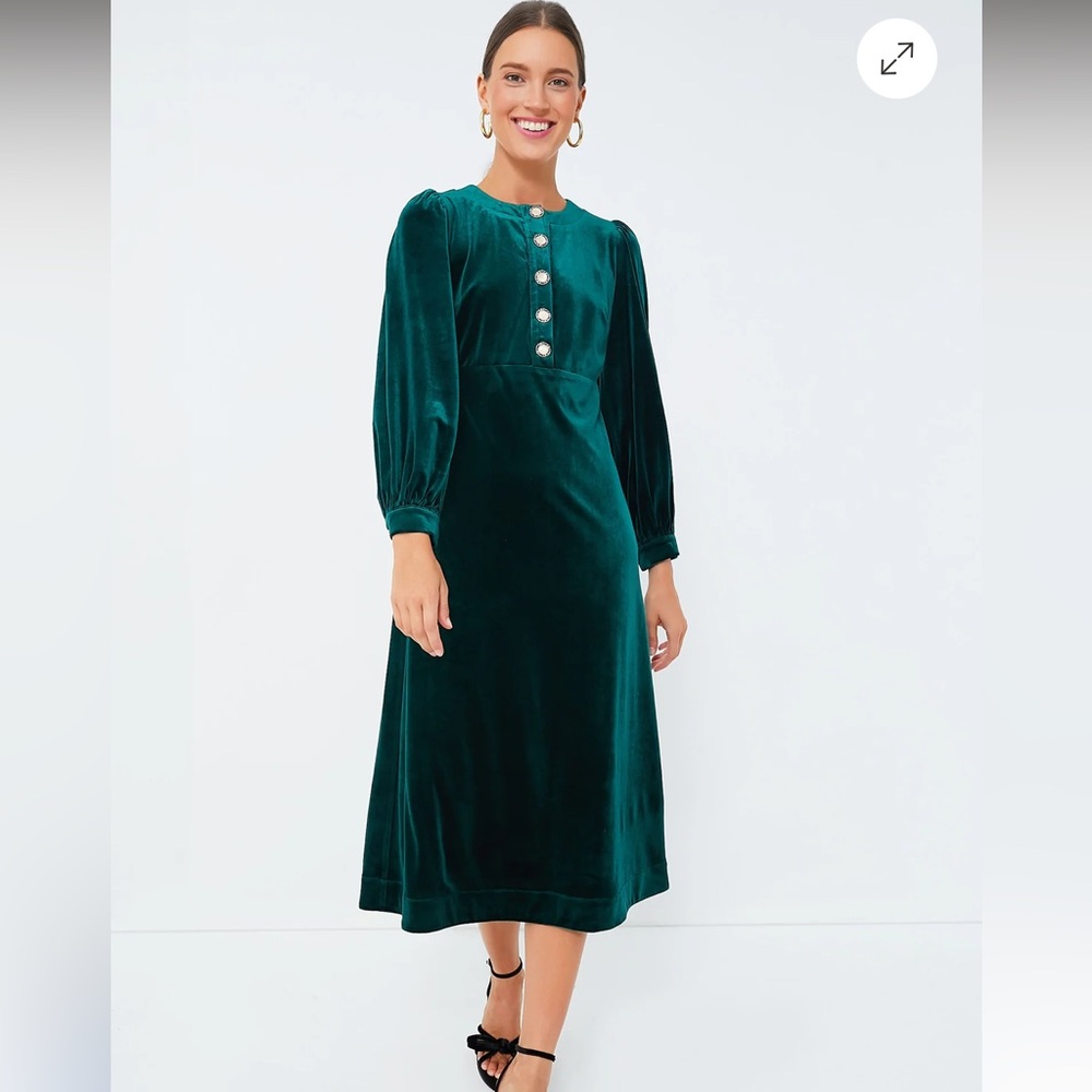 POMANDER PLACE Emerald Green Velvet Arabella Dress Womens Size Medium